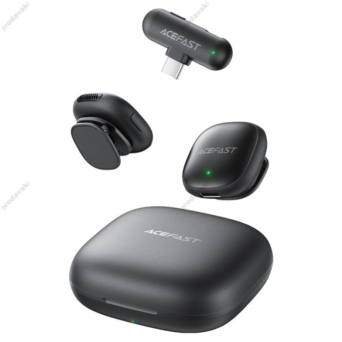 Бездротовий мікрофон ACEFAST R1 wireless lavalier microphones AI Type-C 2 мікрофона Black